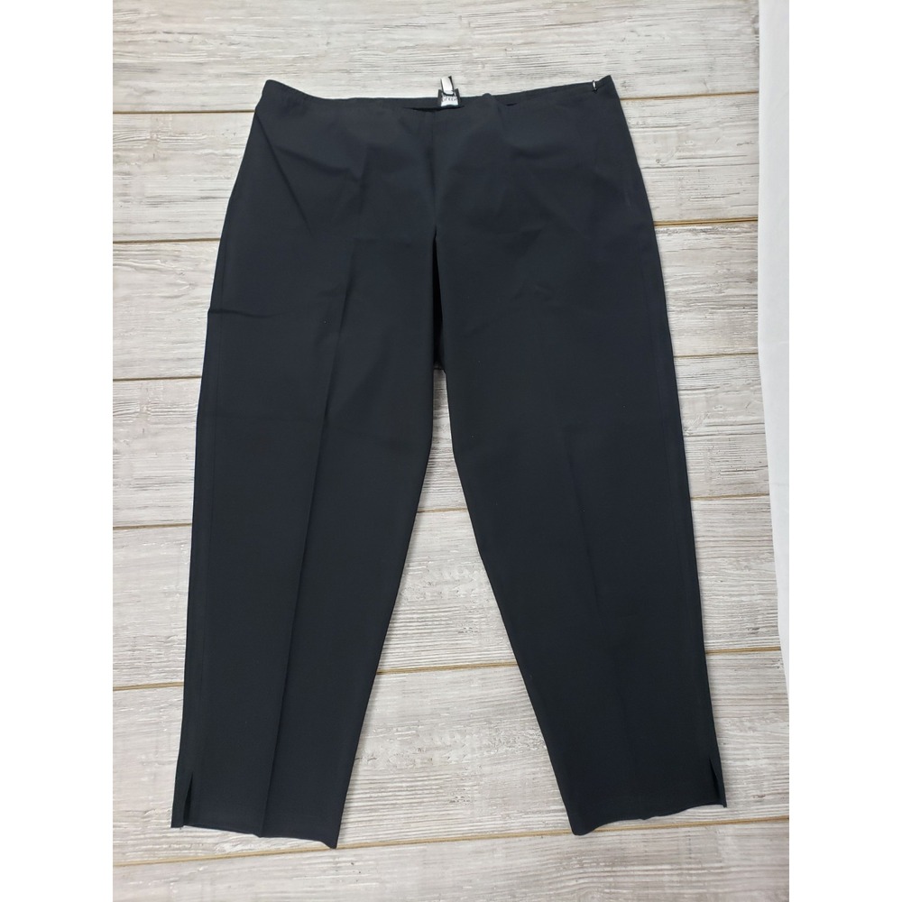 Eileen Fisher Black Slim Ankle Pant 1X Side Zip Organic Cotton Stretch Twill